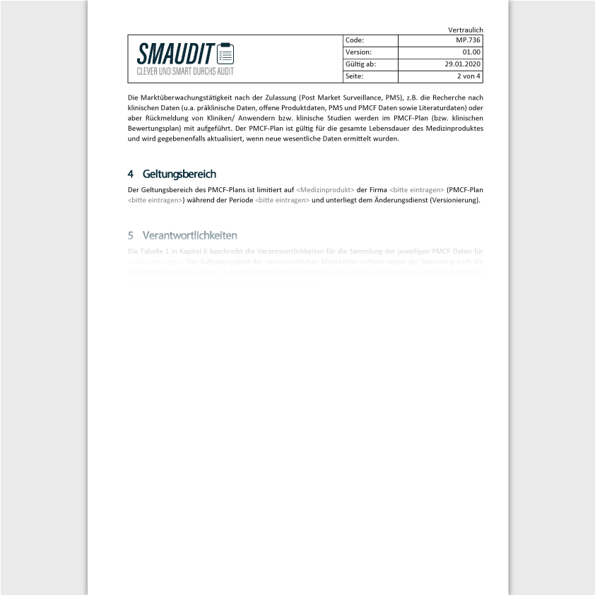MP.736 - F&T PMCF-Plan - SMAUDIT - DIN EN ISO 13485