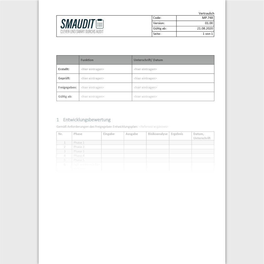 MP.748 - F&T Entwicklungsbewertung - SMAUDIT - DIN EN ISO 13485