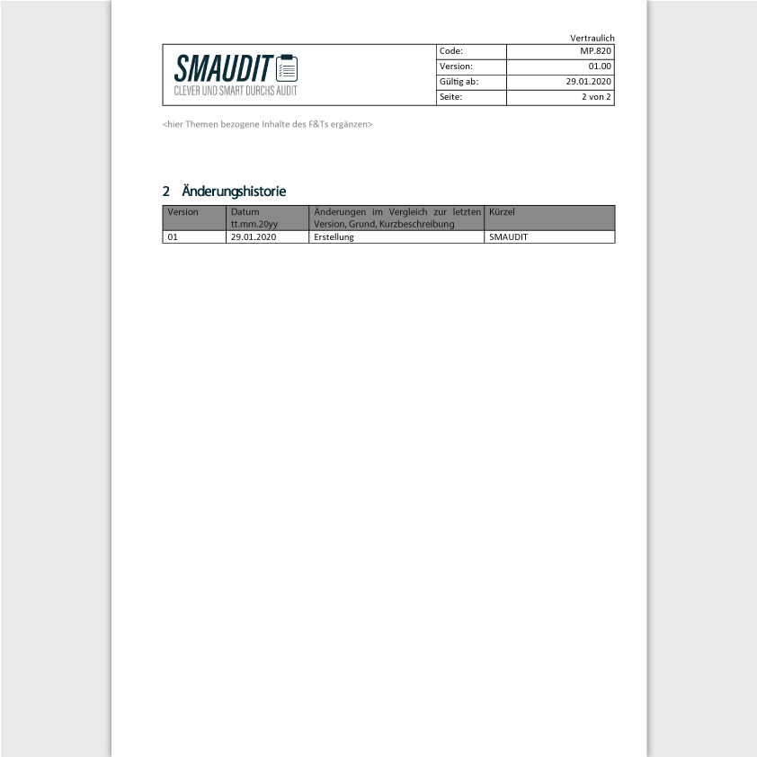 MP.820 - F&T Mess- und Prüfmittel - SMAUDIT - DIN EN ISO 13485